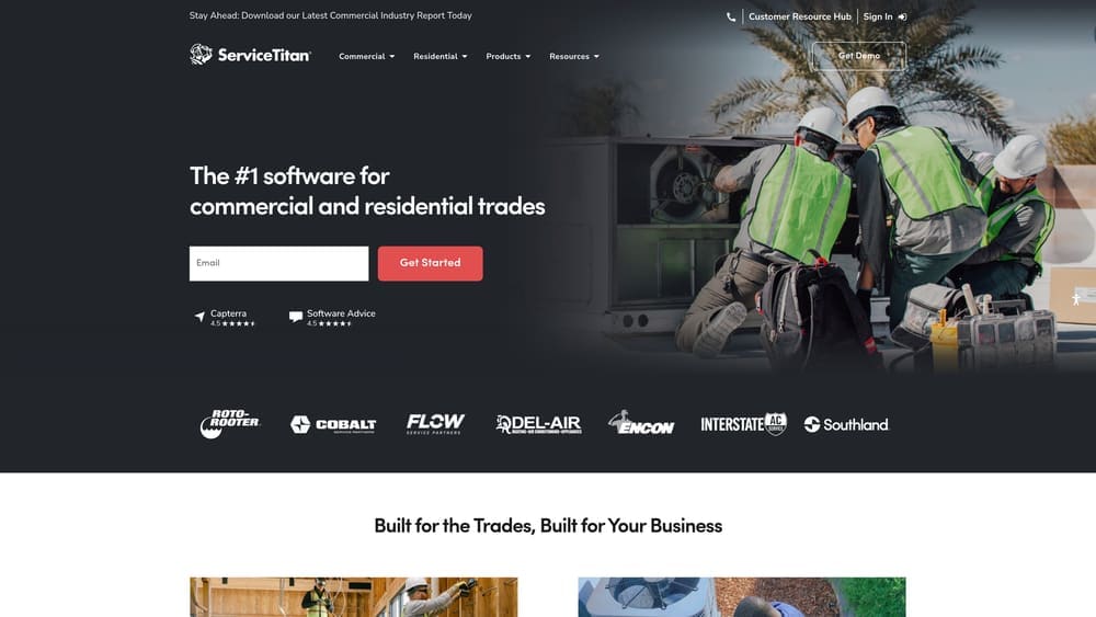 Screenshot of ServiceTitan website