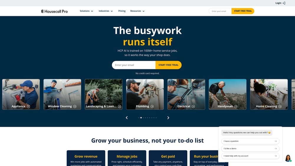 Screenshot of Housecall Pro website