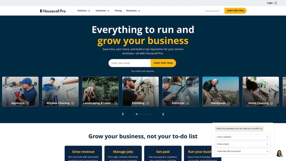 Screenshot of Housecall Pro Marketing website