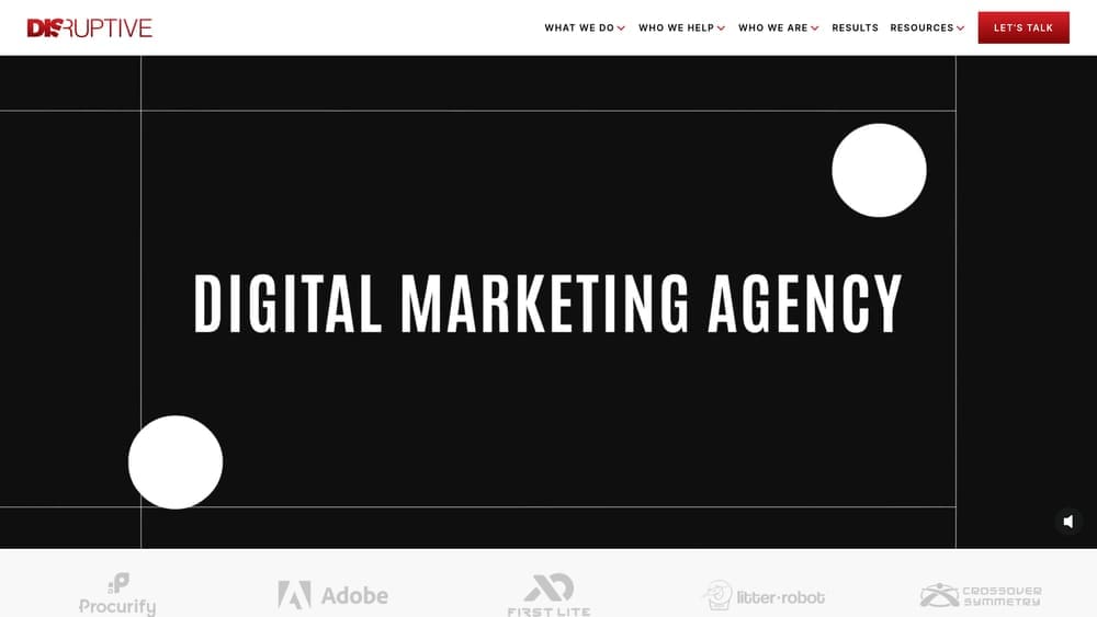 Screenshot of Disruptive Advertising website