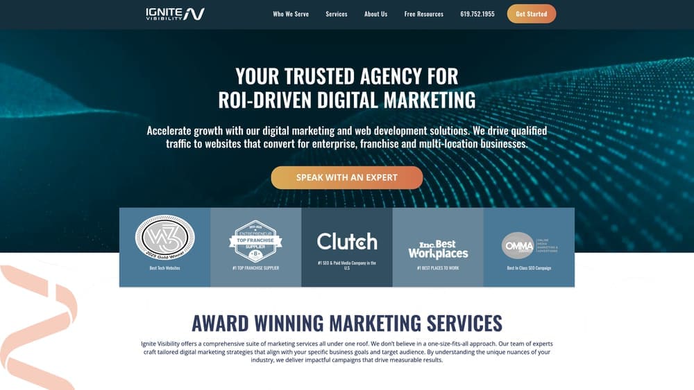 Screenshot of Ignite Visibility website