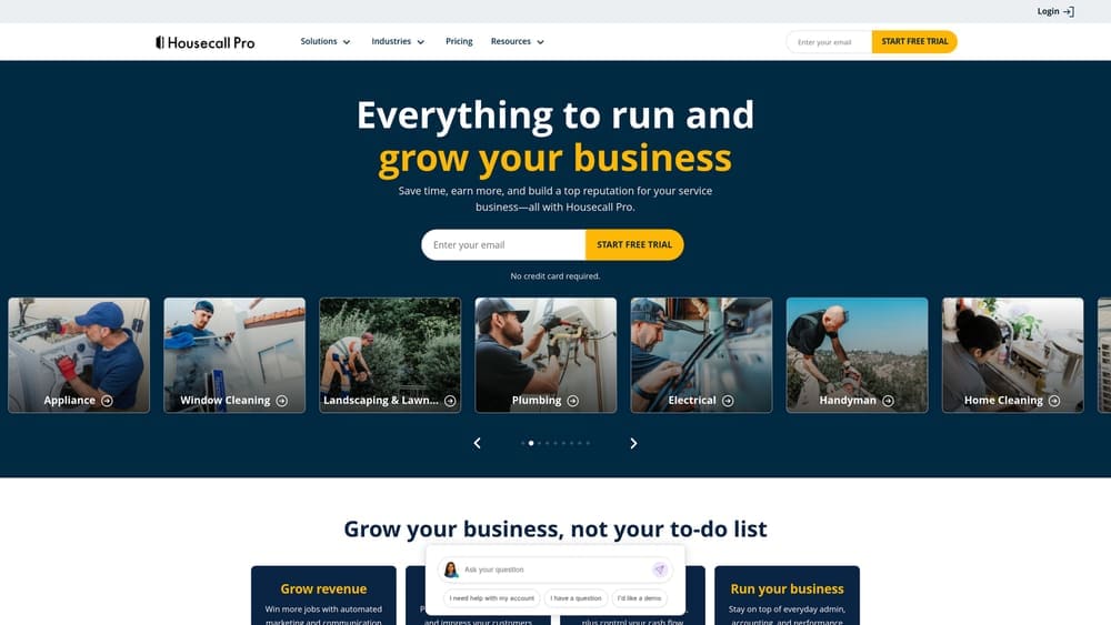 Screenshot of Housecall Pro website