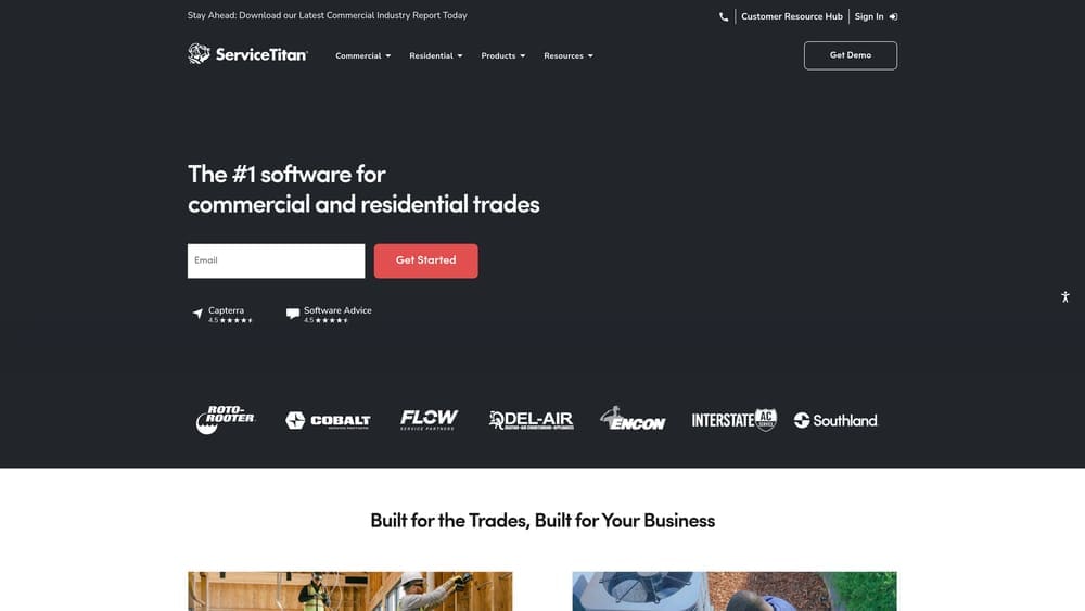 Screenshot of ServiceTitan website