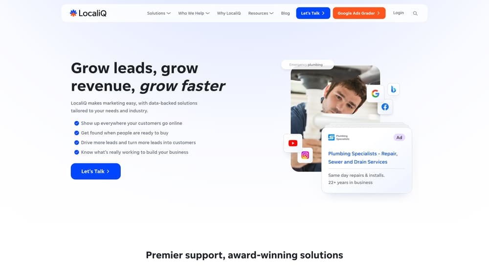 Screenshot of LocaliQ website