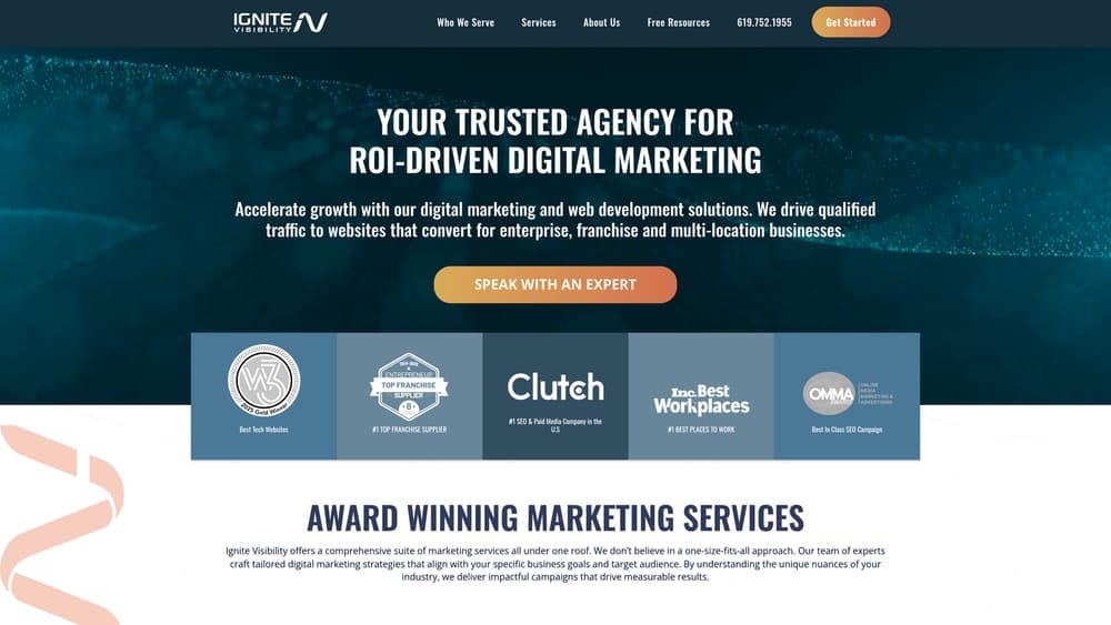 Screenshot of Ignite Visibility website