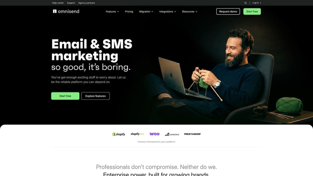 Screenshot of Omnisend website