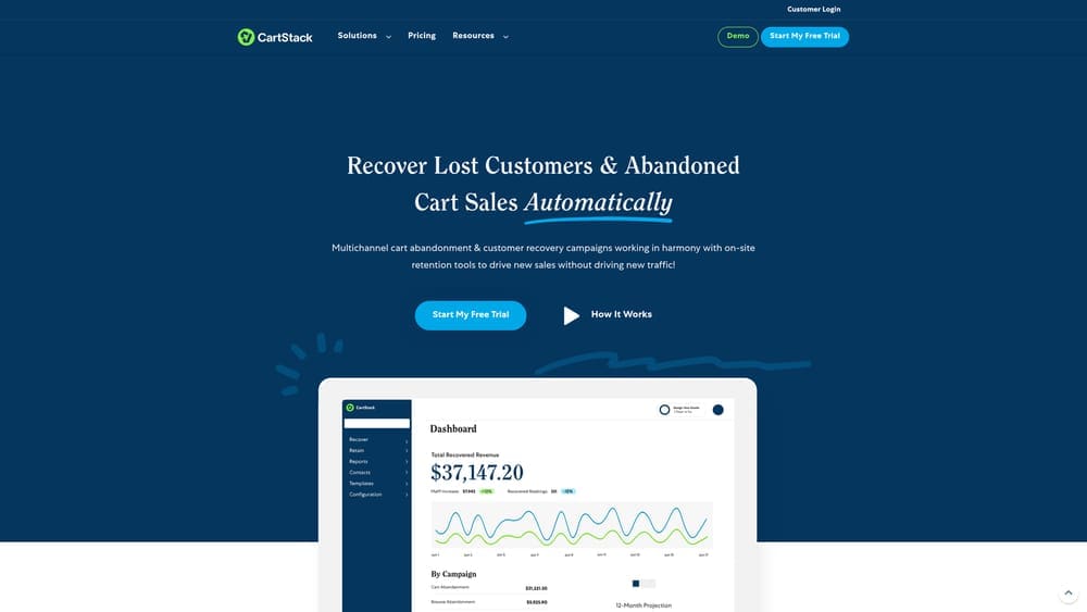 Screenshot of CartStack website
