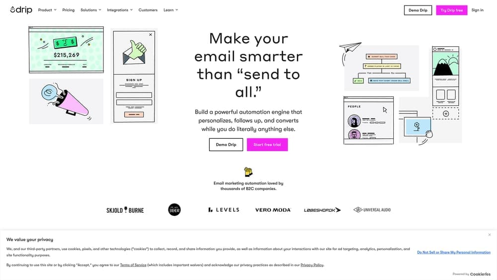 Screenshot of Drip website
