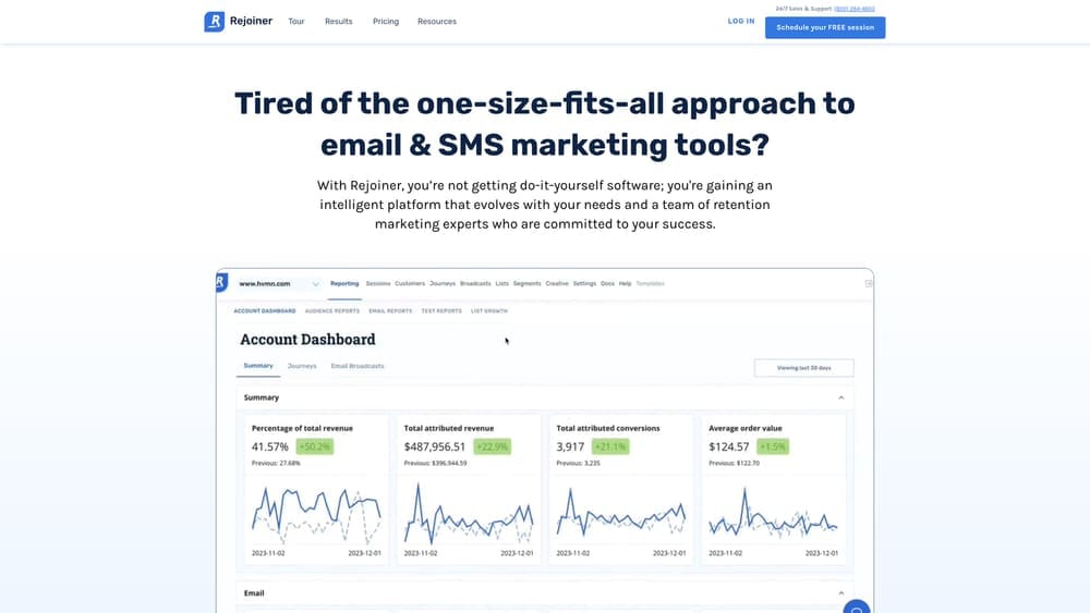 Screenshot of Rejoiner website