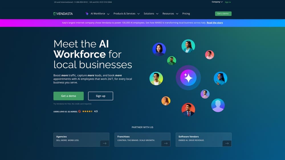 Screenshot of Vendasta website