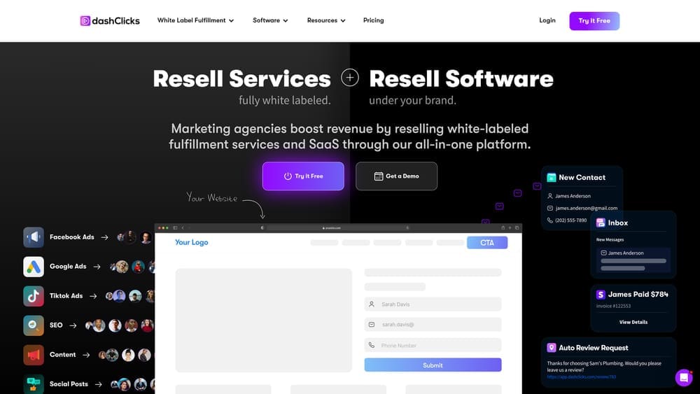 Screenshot of DashClicks website