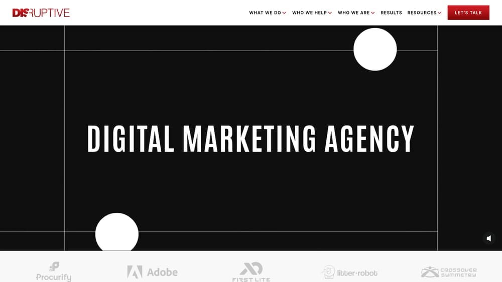 Screenshot of Disruptive Advertising website