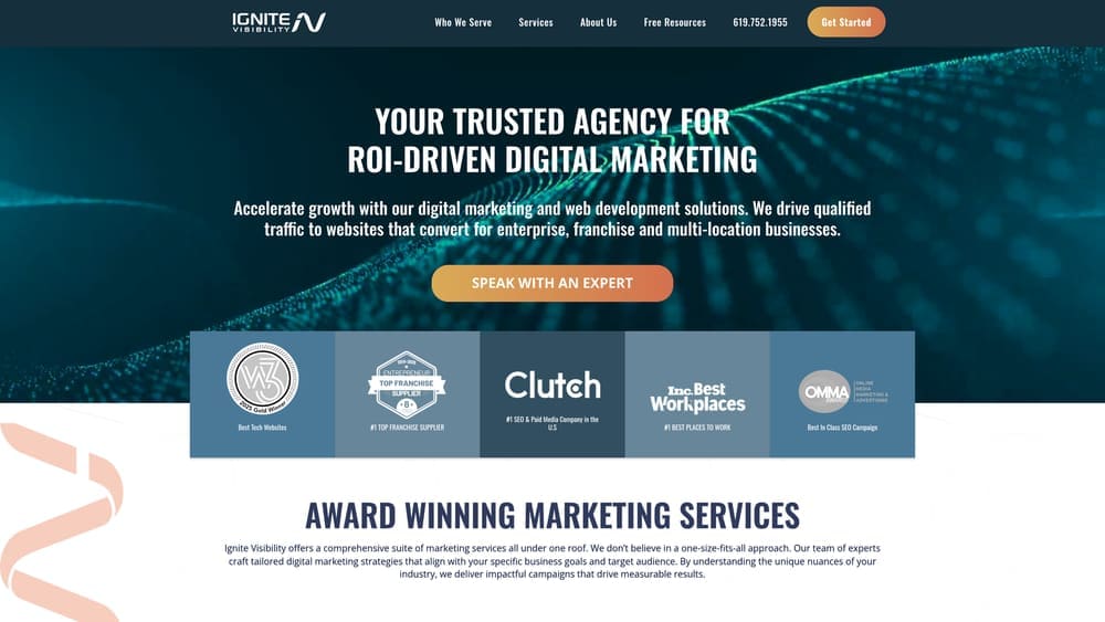 Screenshot of Ignite Visibility website