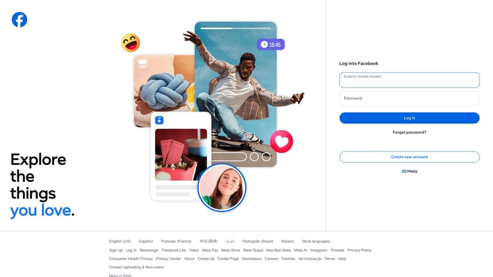 Screenshot of Meta Ads (Facebook & Instagram) website