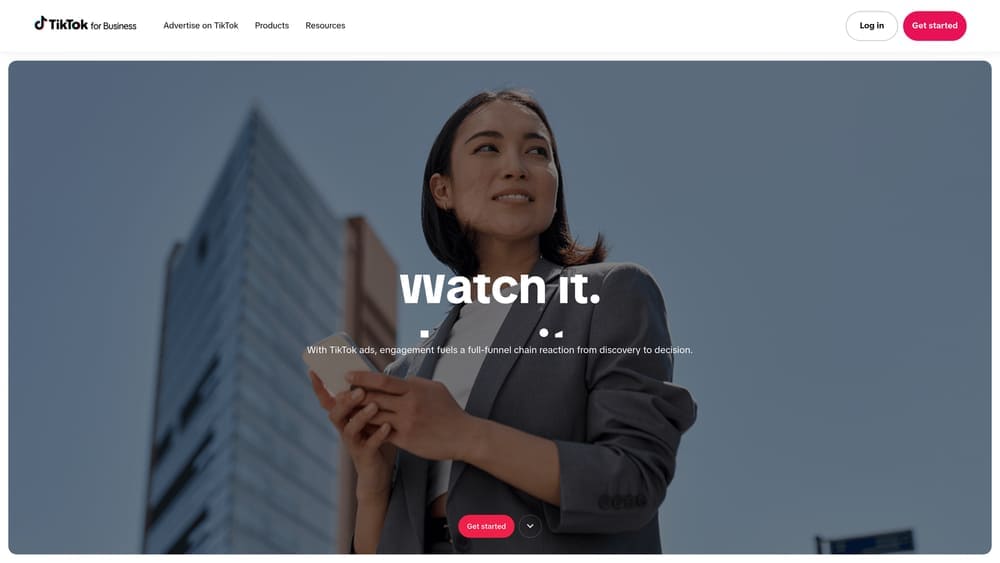 Screenshot of TikTok Ads website