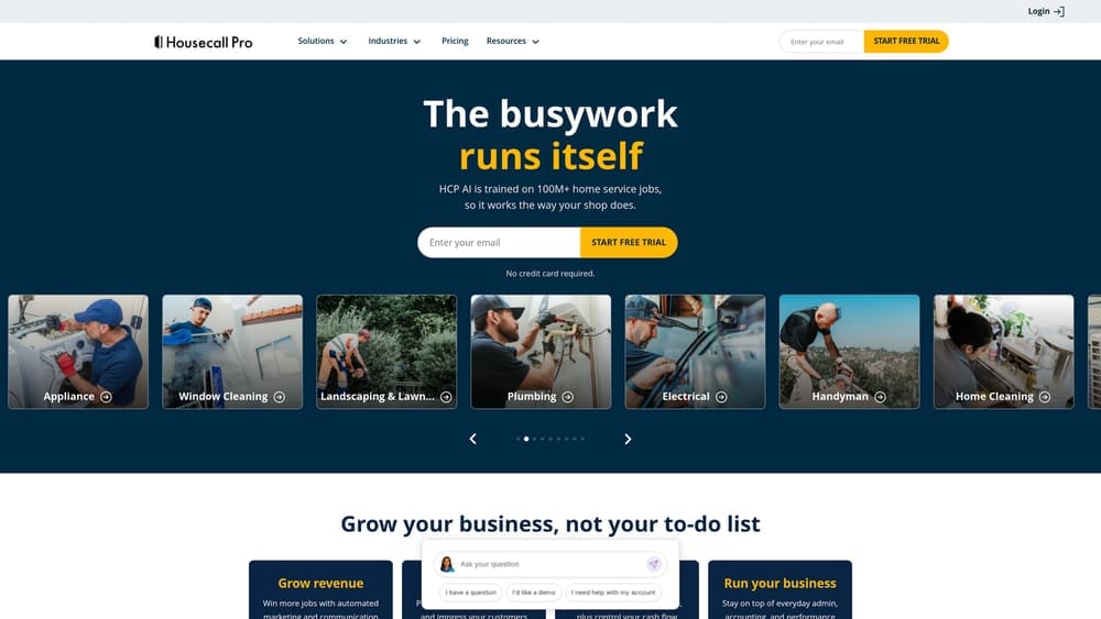 Screenshot of Housecall Pro website