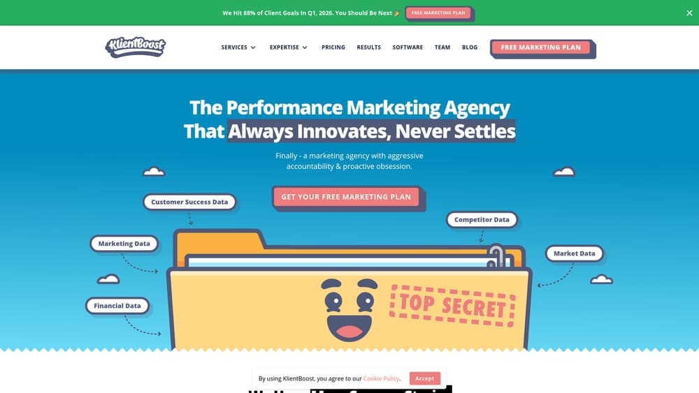 Screenshot of KlientBoost website