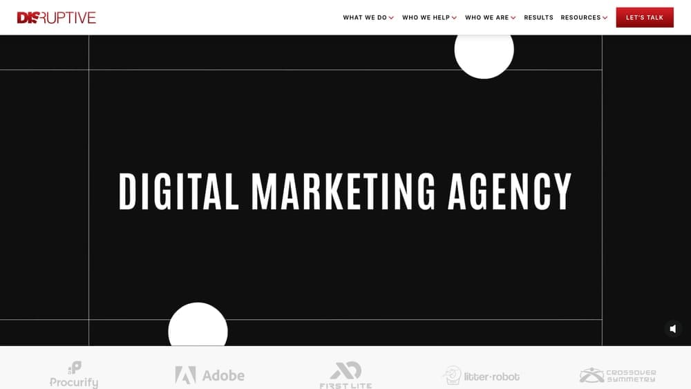 Screenshot of Disruptive Advertising website