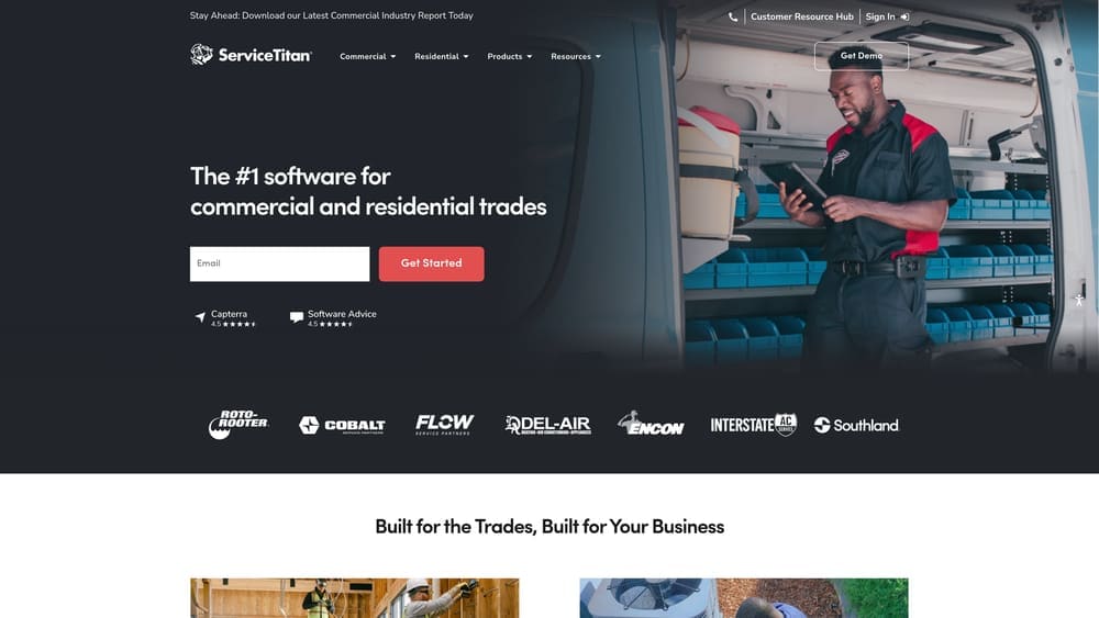 Screenshot of ServiceTitan website