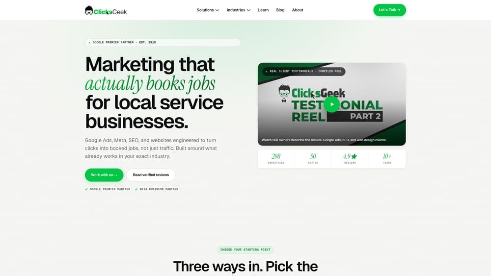 Screenshot of Clicks Geek website