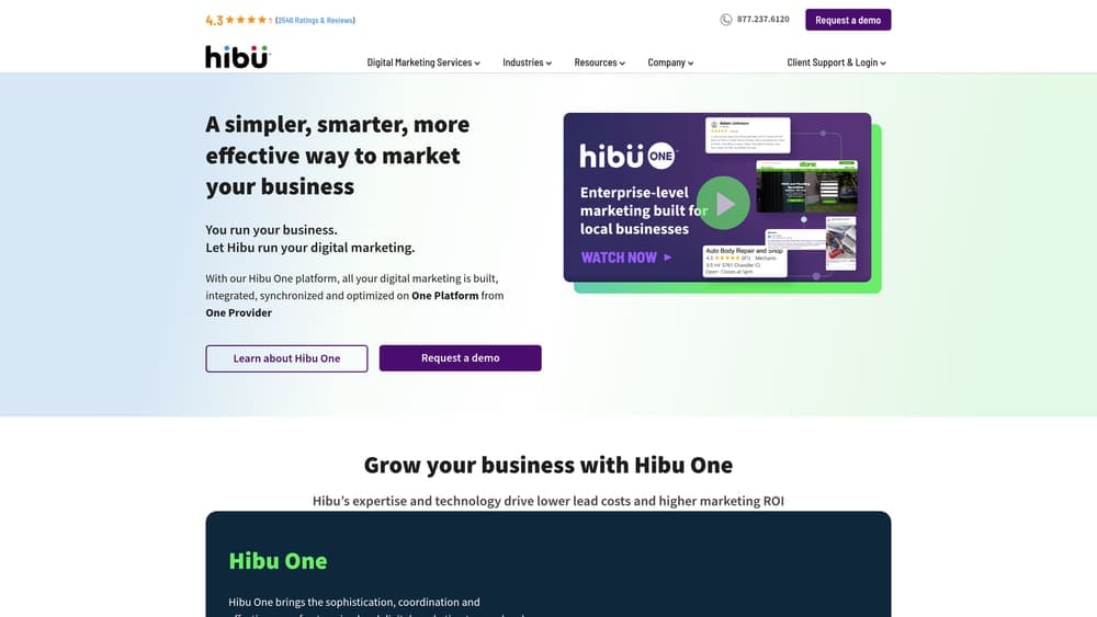 Screenshot of Hibu website