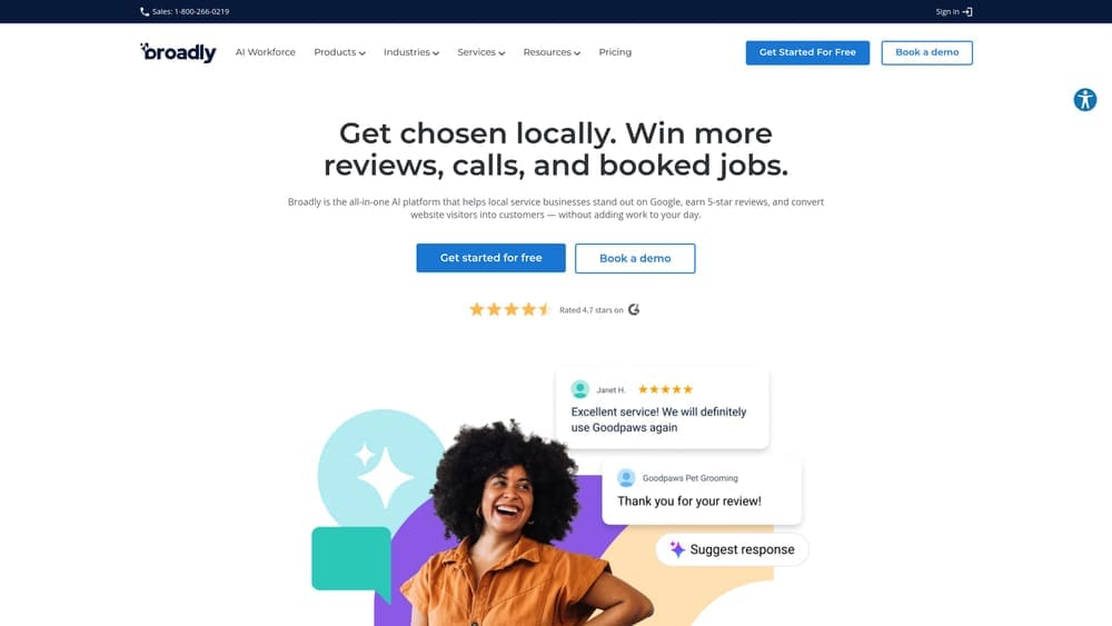 Screenshot of Broadly website