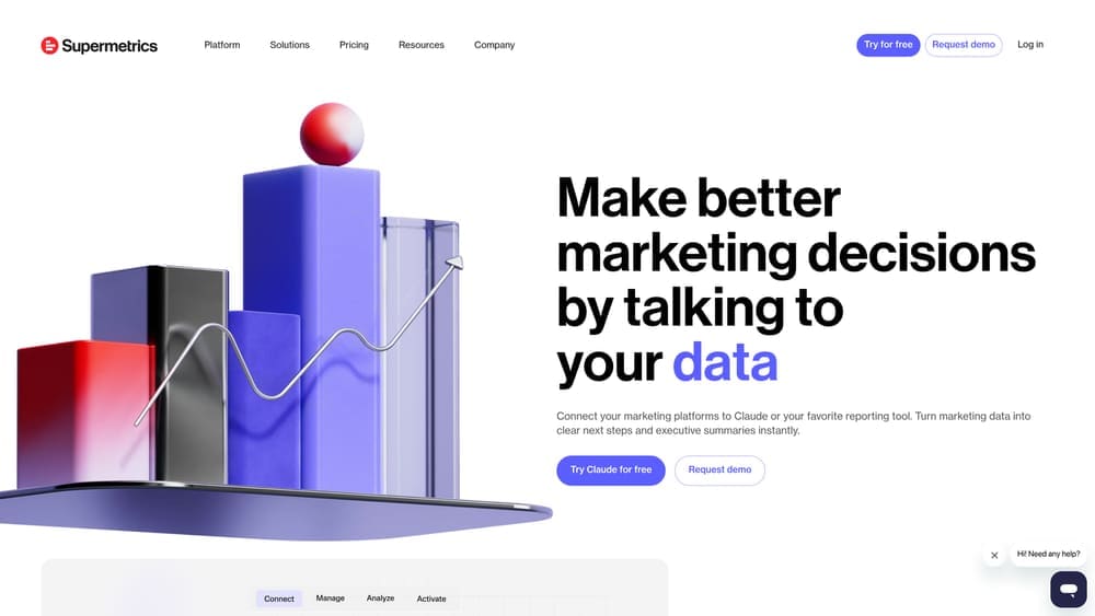 Screenshot of Supermetrics website