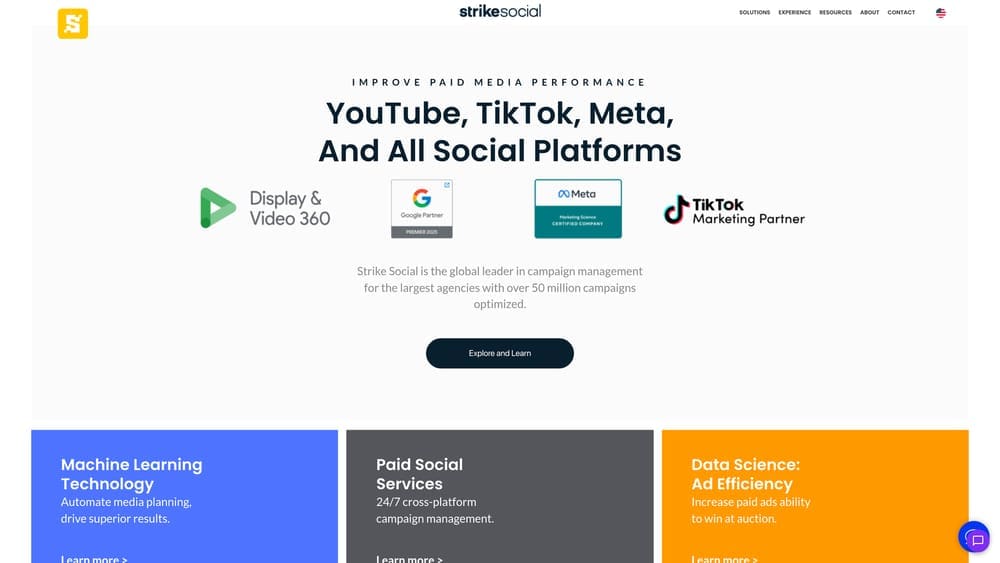 Screenshot of Strike Social website
