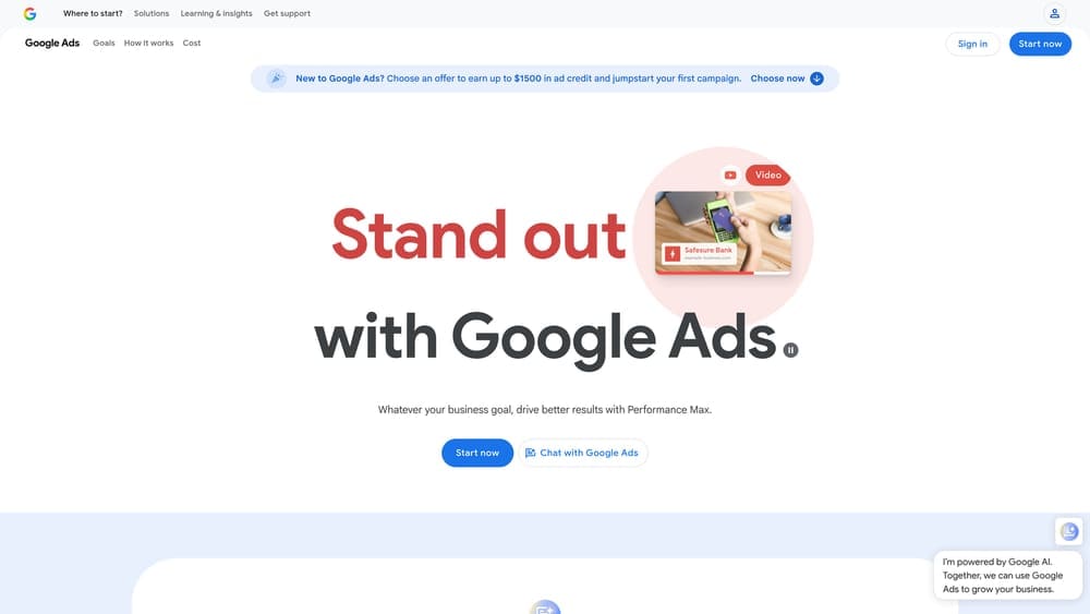Screenshot of Google Ads website