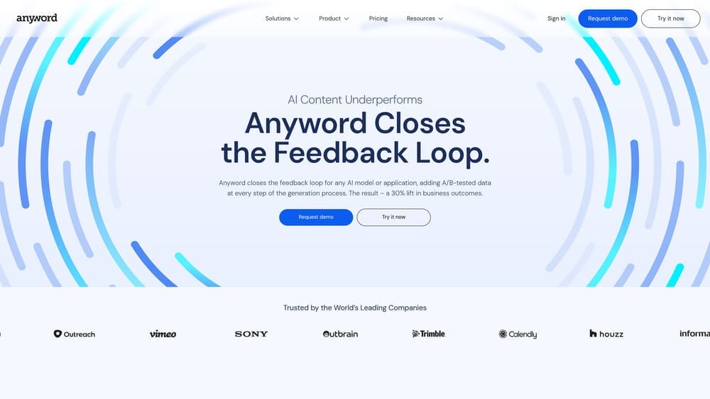 Screenshot of Anyword website