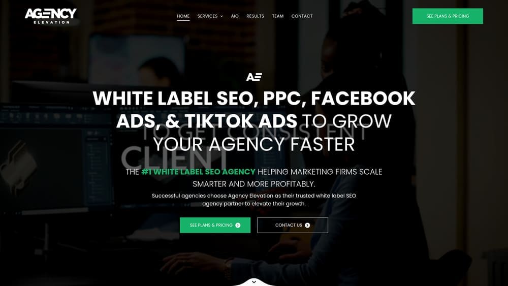 Screenshot of Agency Elevation website