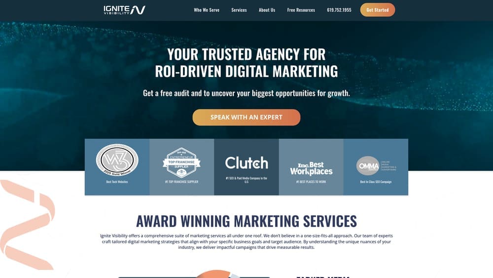 Screenshot of Ignite Visibility website