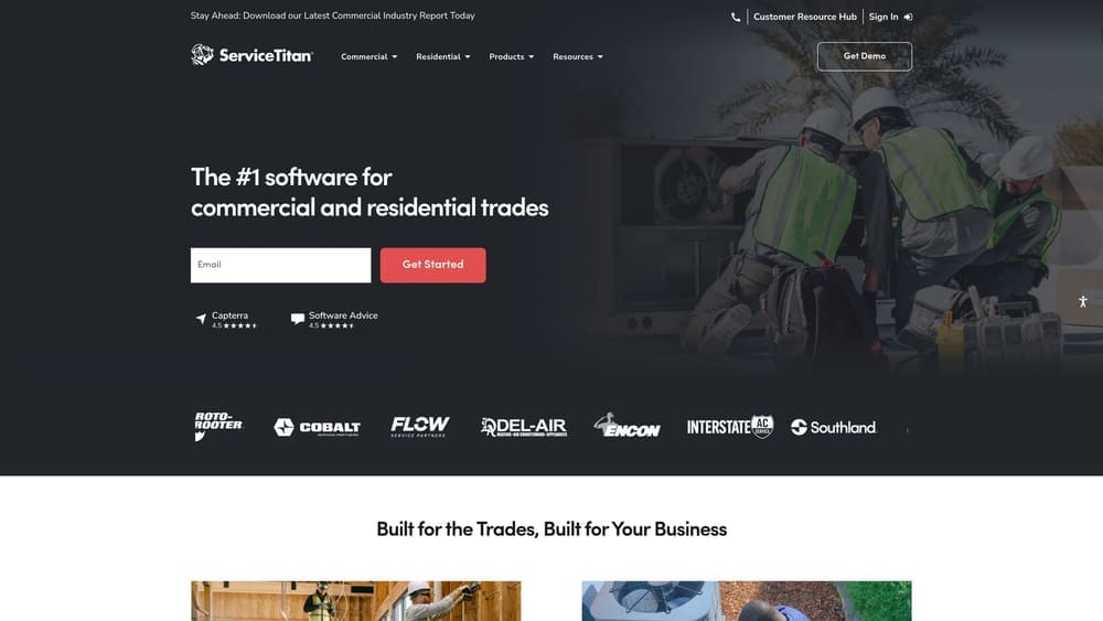 Screenshot of ServiceTitan website