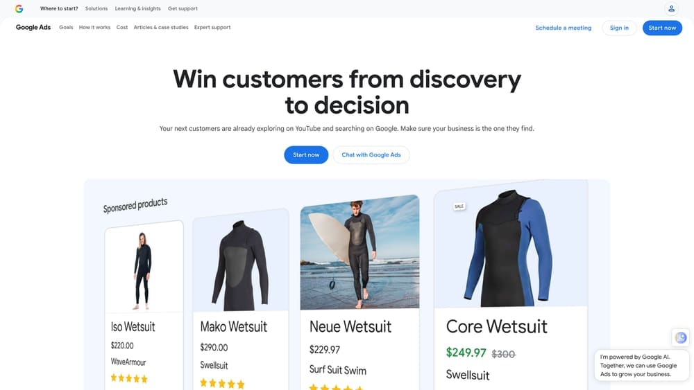 Screenshot of Google Ads website