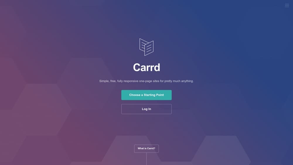 Screenshot of Carrd website
