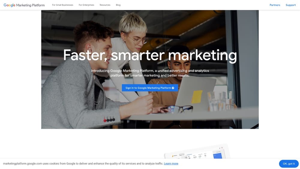 Screenshot of Google Optimize website