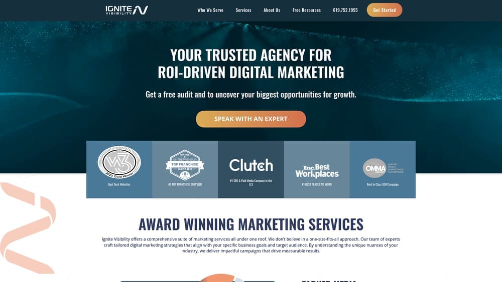 Screenshot of Ignite Visibility website