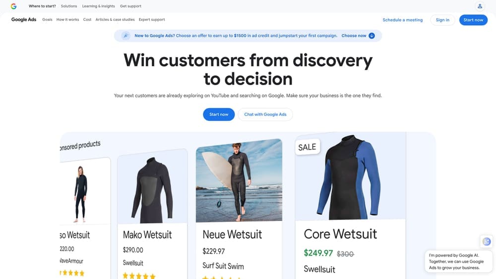 Screenshot of Google Ads website