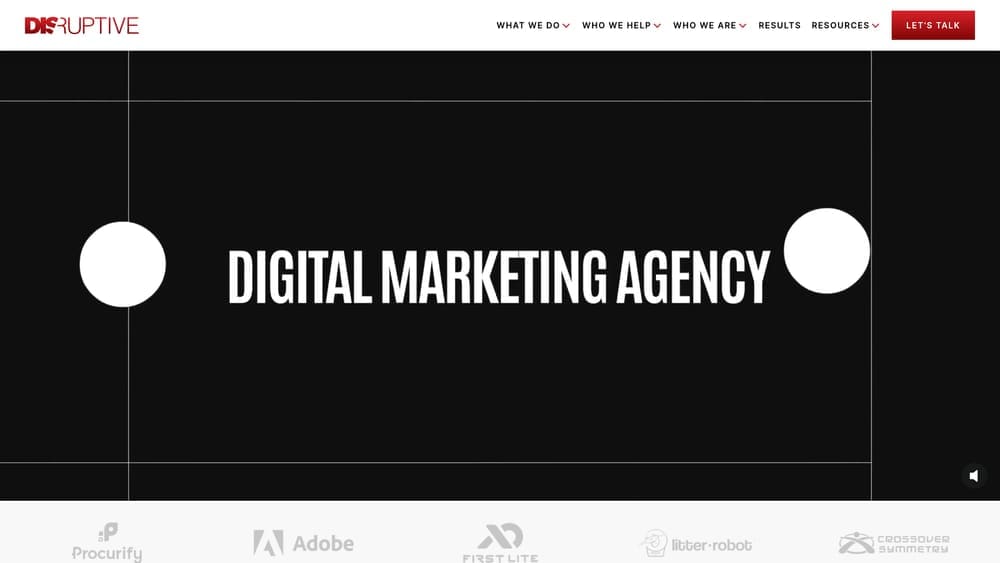 Screenshot of Disruptive Advertising website