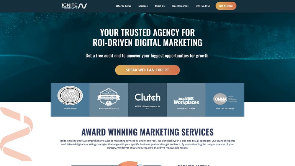 Screenshot of Ignite Visibility website