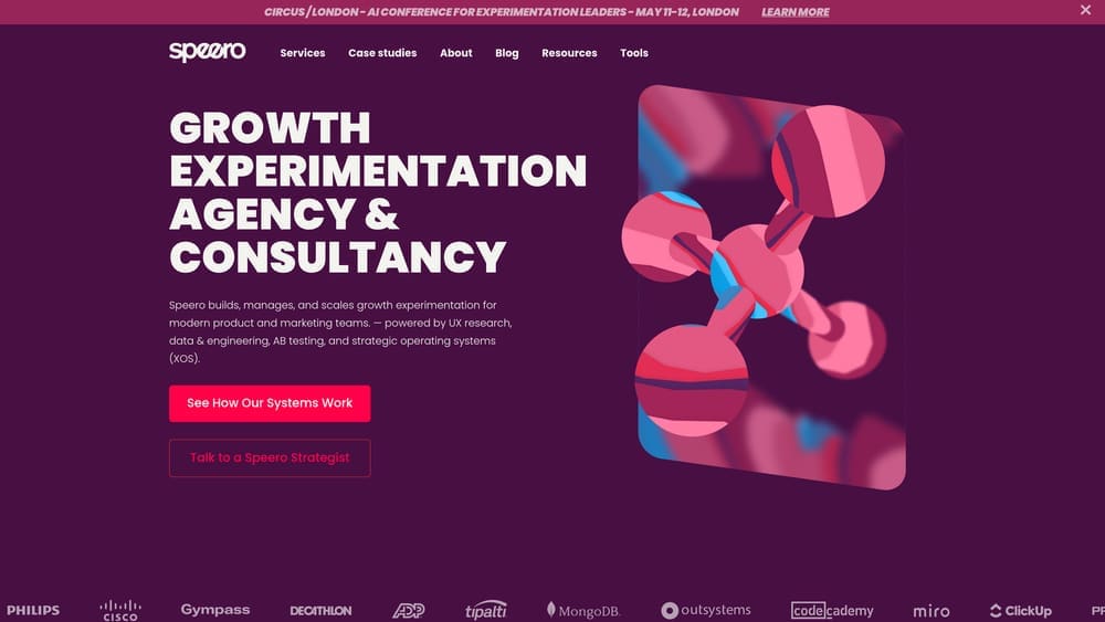 Screenshot of Speero (formerly CXL Agency) website
