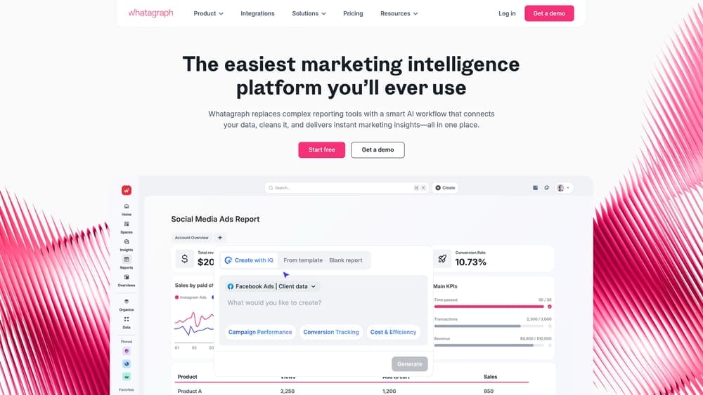 Screenshot of Whatagraph website