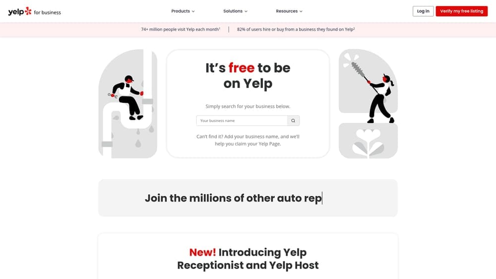 Screenshot of Yelp Ads website