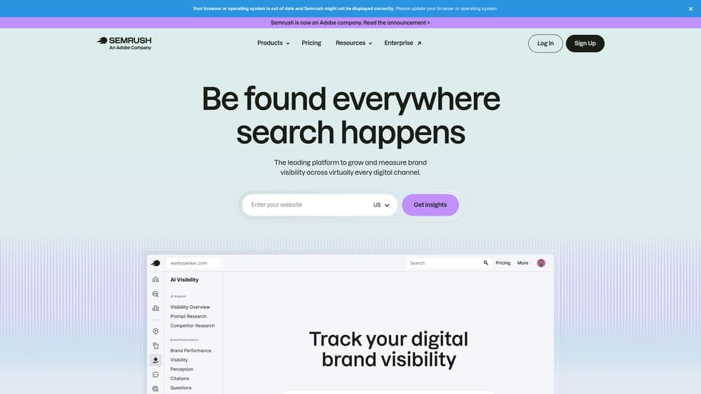 Screenshot of Semrush website
