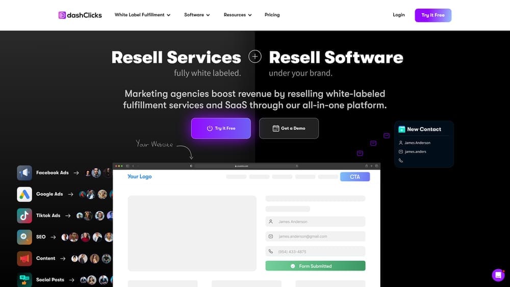 Screenshot of DashClicks website