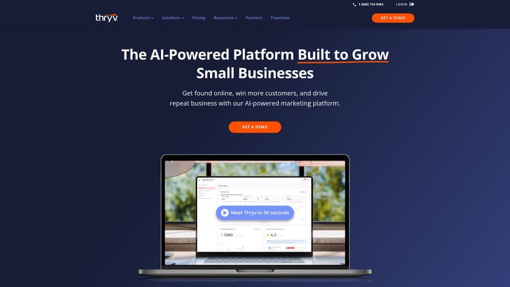 Screenshot of Thryv website