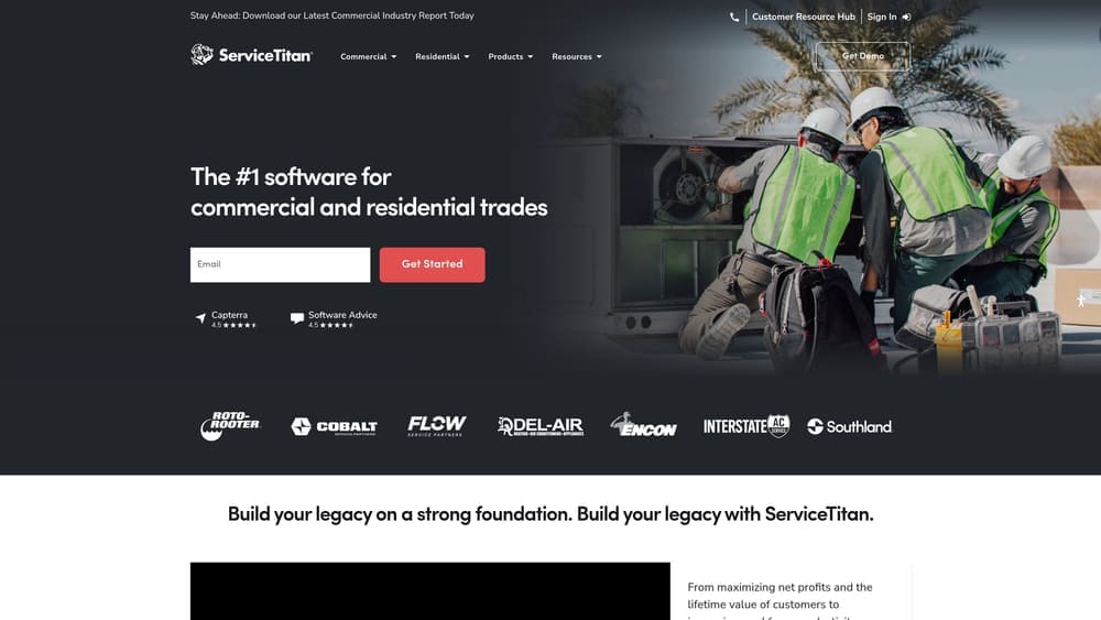 Screenshot of ServiceTitan website