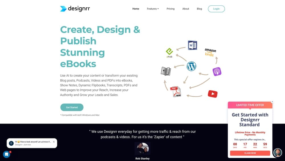 Screenshot of Designrr website
