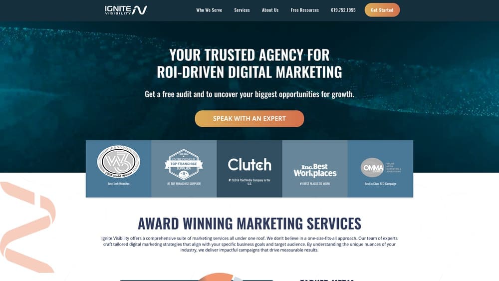 Screenshot of Ignite Visibility website