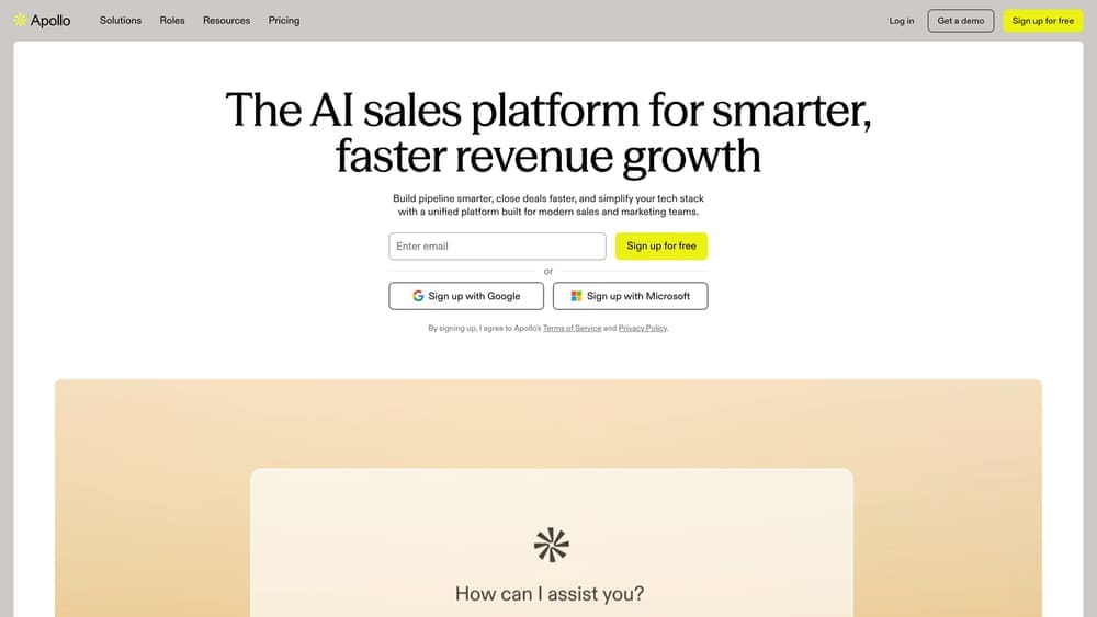Screenshot of Apollo.io website